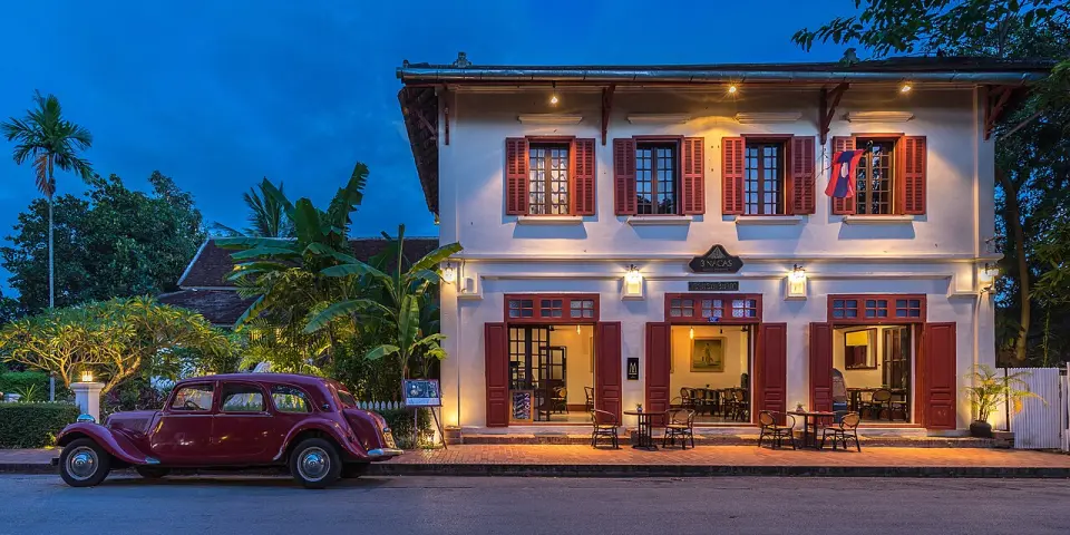 The old town of Luang Prabang at blue hour