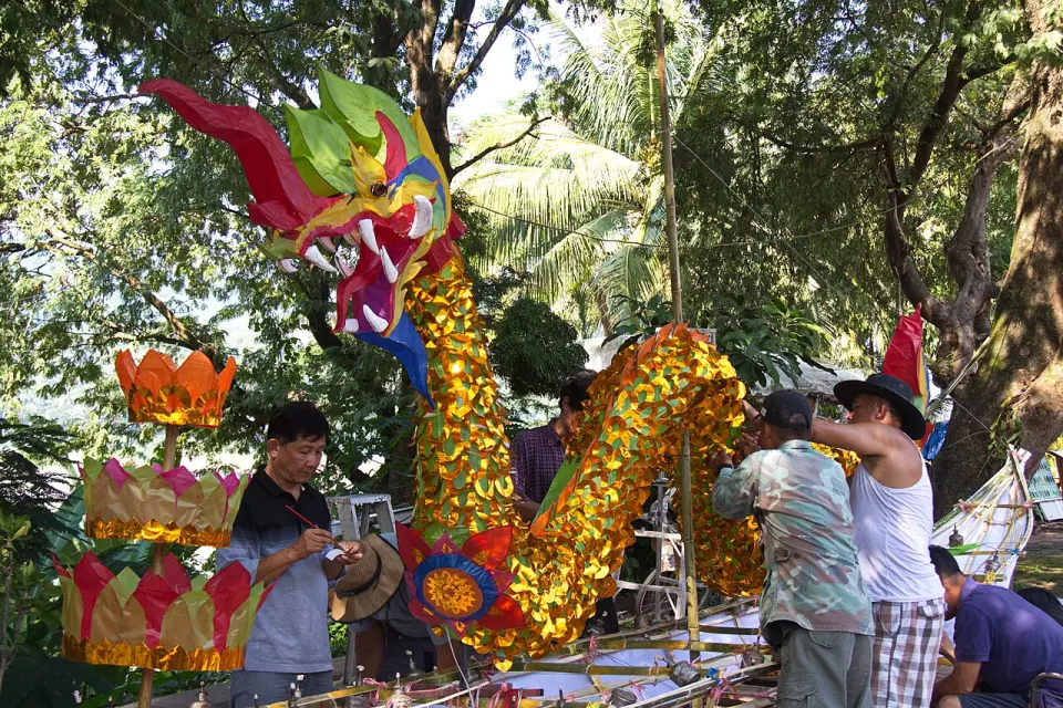 Preparing floats for the Ok Phansa festival of lights