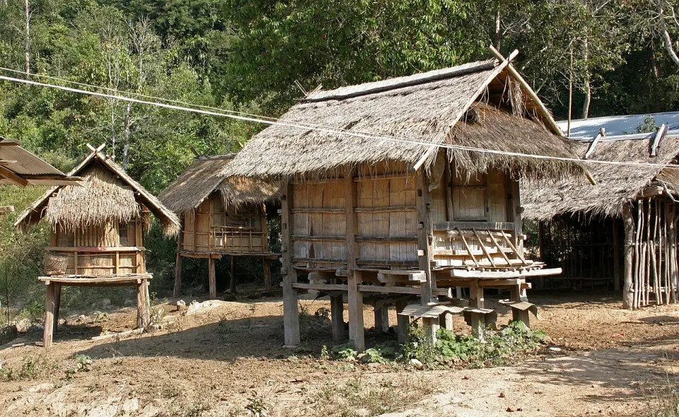 An Akha village in the hills of northern Laos