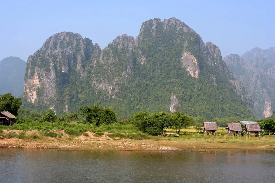 Karst cliffs above the Nam Song at Vang Vieng